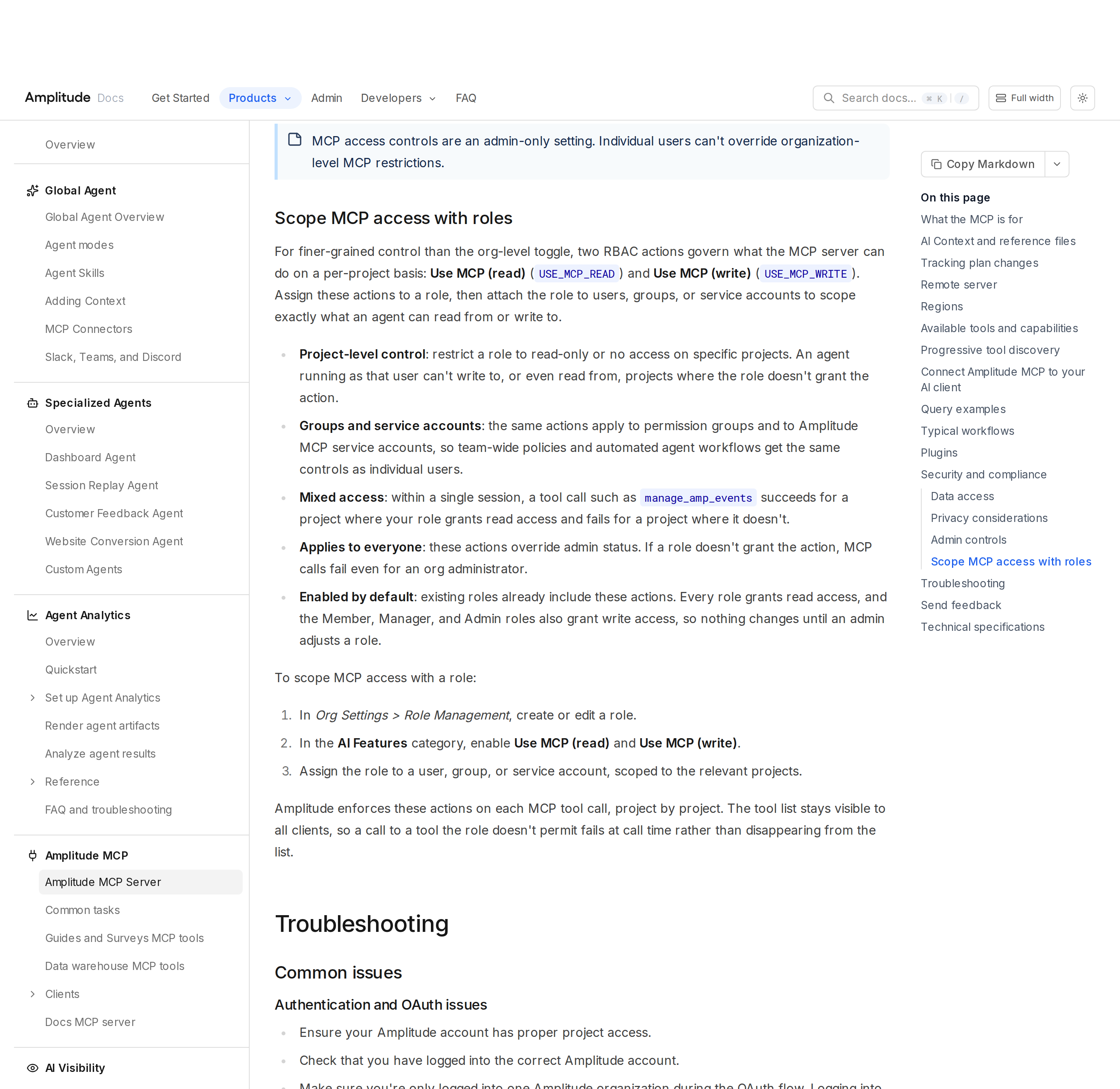 Scope MCP access with roles — per-project USE_MCP_READ / USE_MCP_WRITE