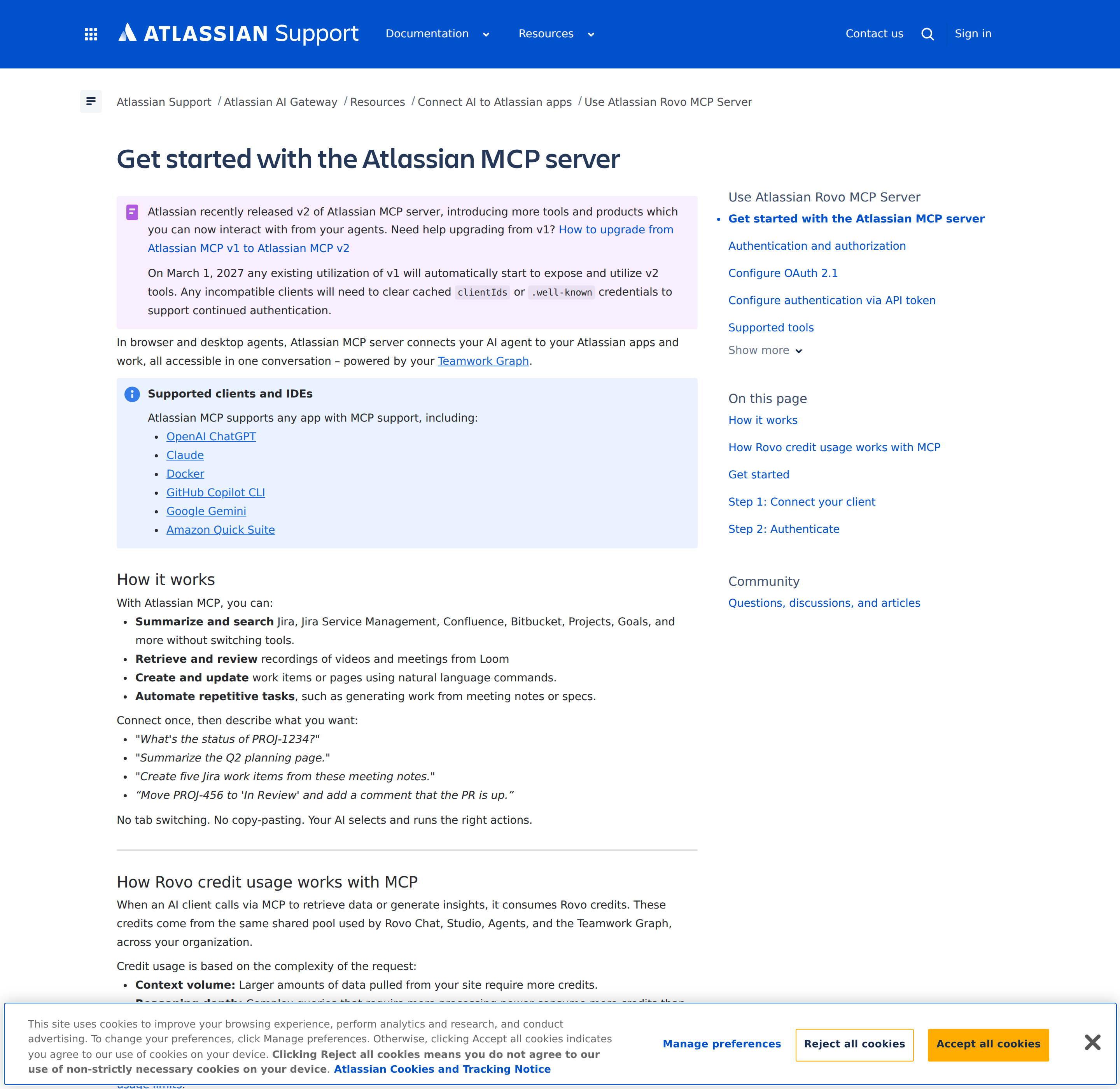 Atlassian's v2 remote MCP server setup guide