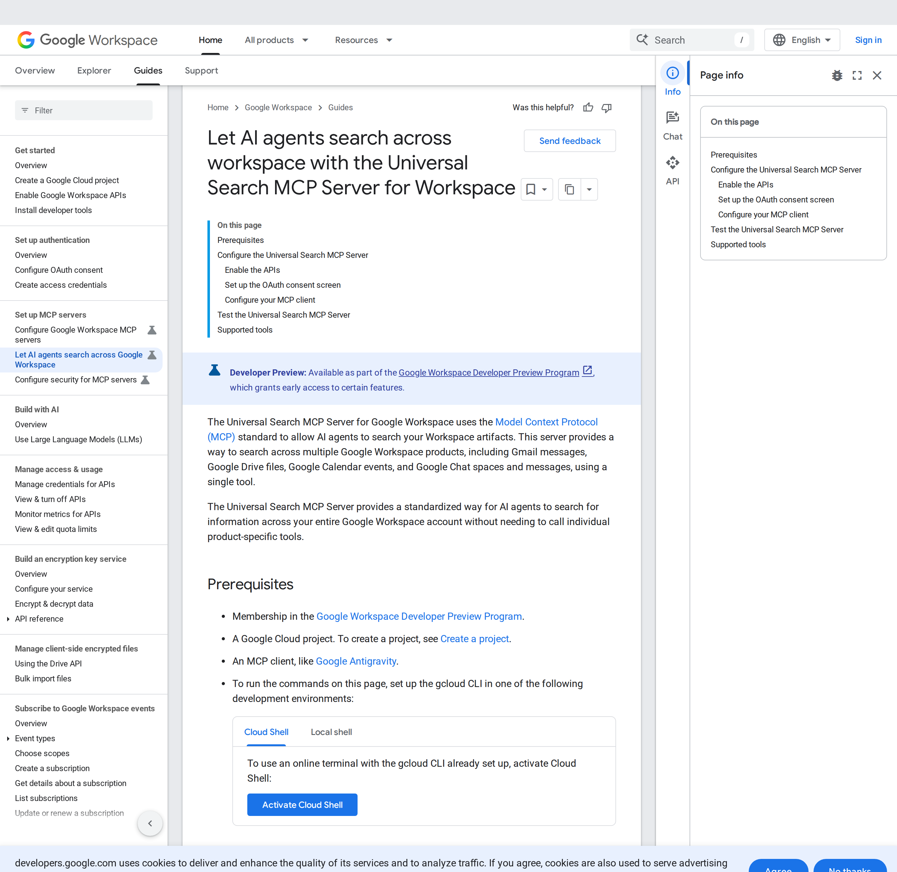 Universal Search MCP Server — single-tool search across Gmail, Drive, Calendar, and Chat