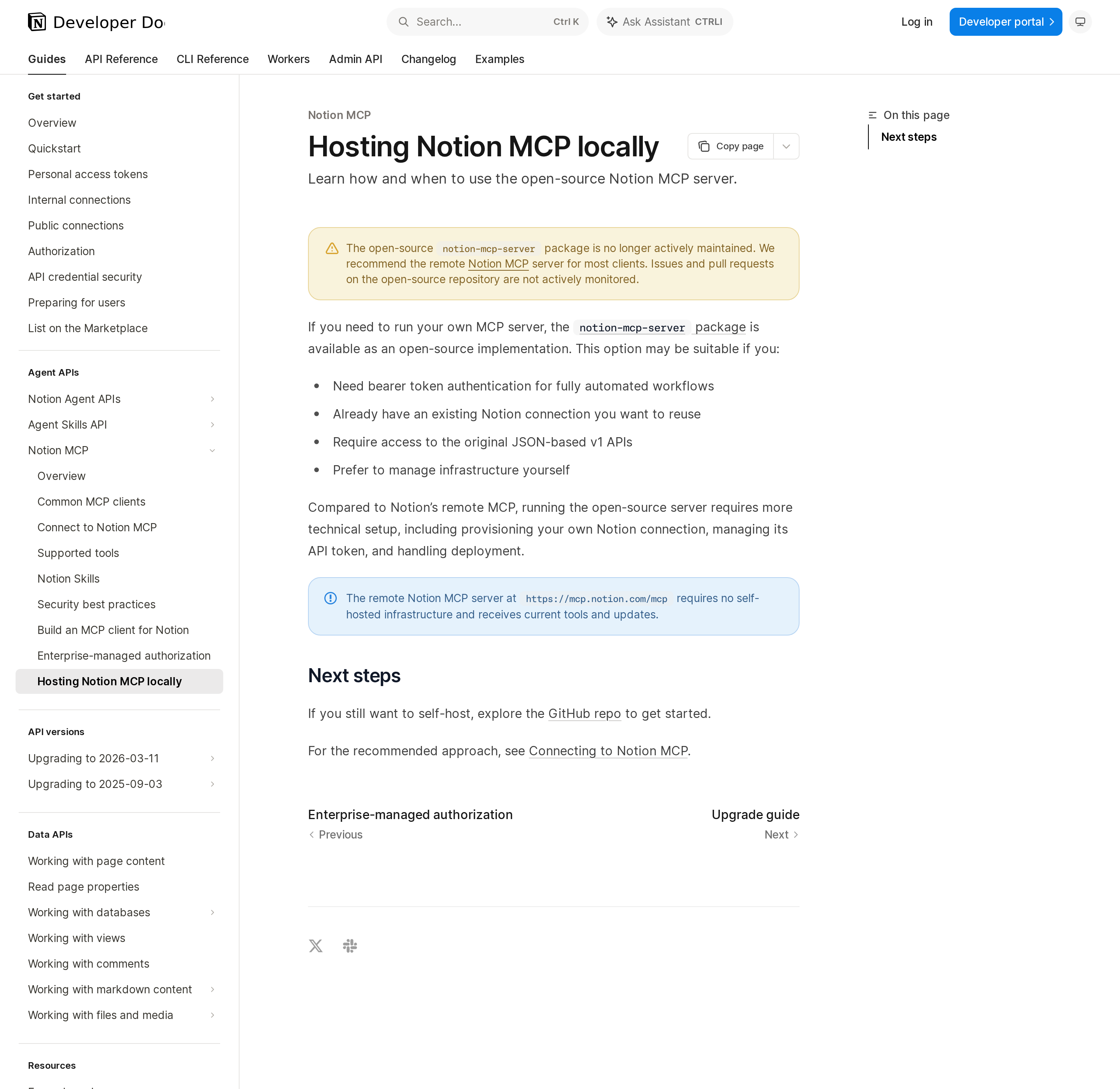 Hosting Notion MCP locally — the open-source server is no longer actively maintained