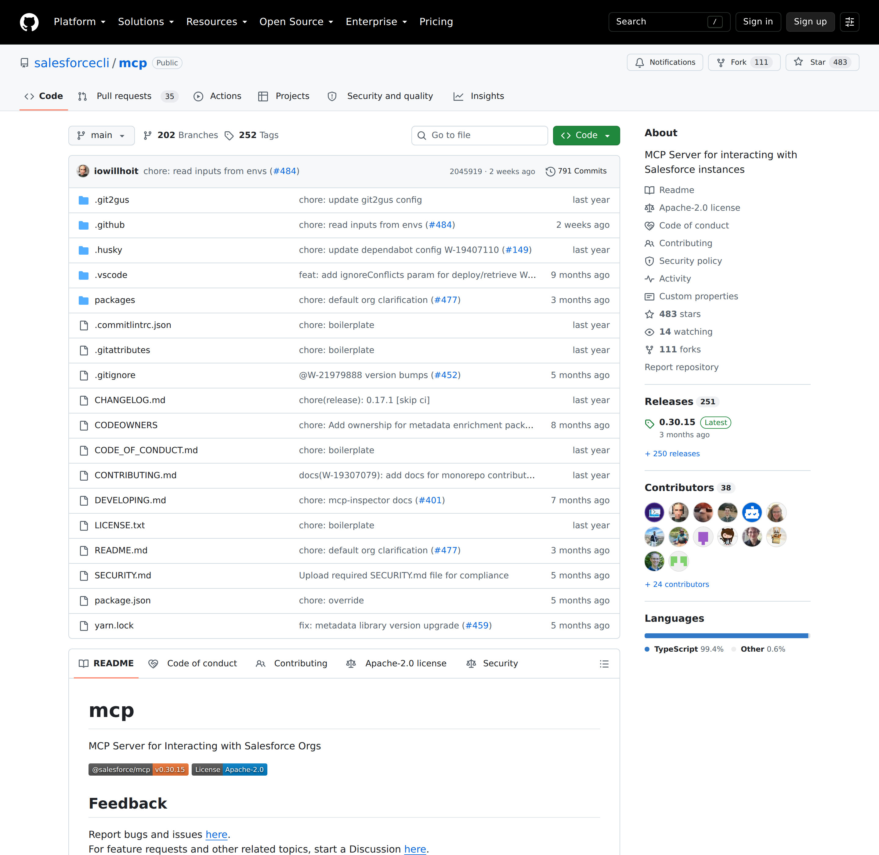 Salesforce DX MCP Server on GitHub