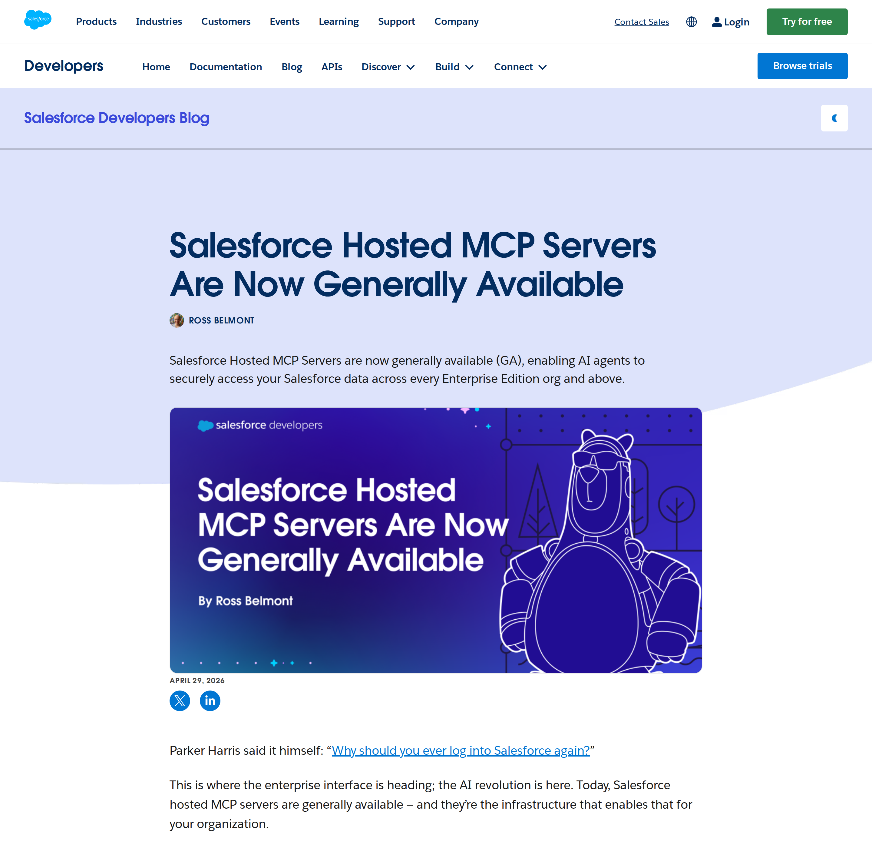 Salesforce hosted MCP servers now GA
