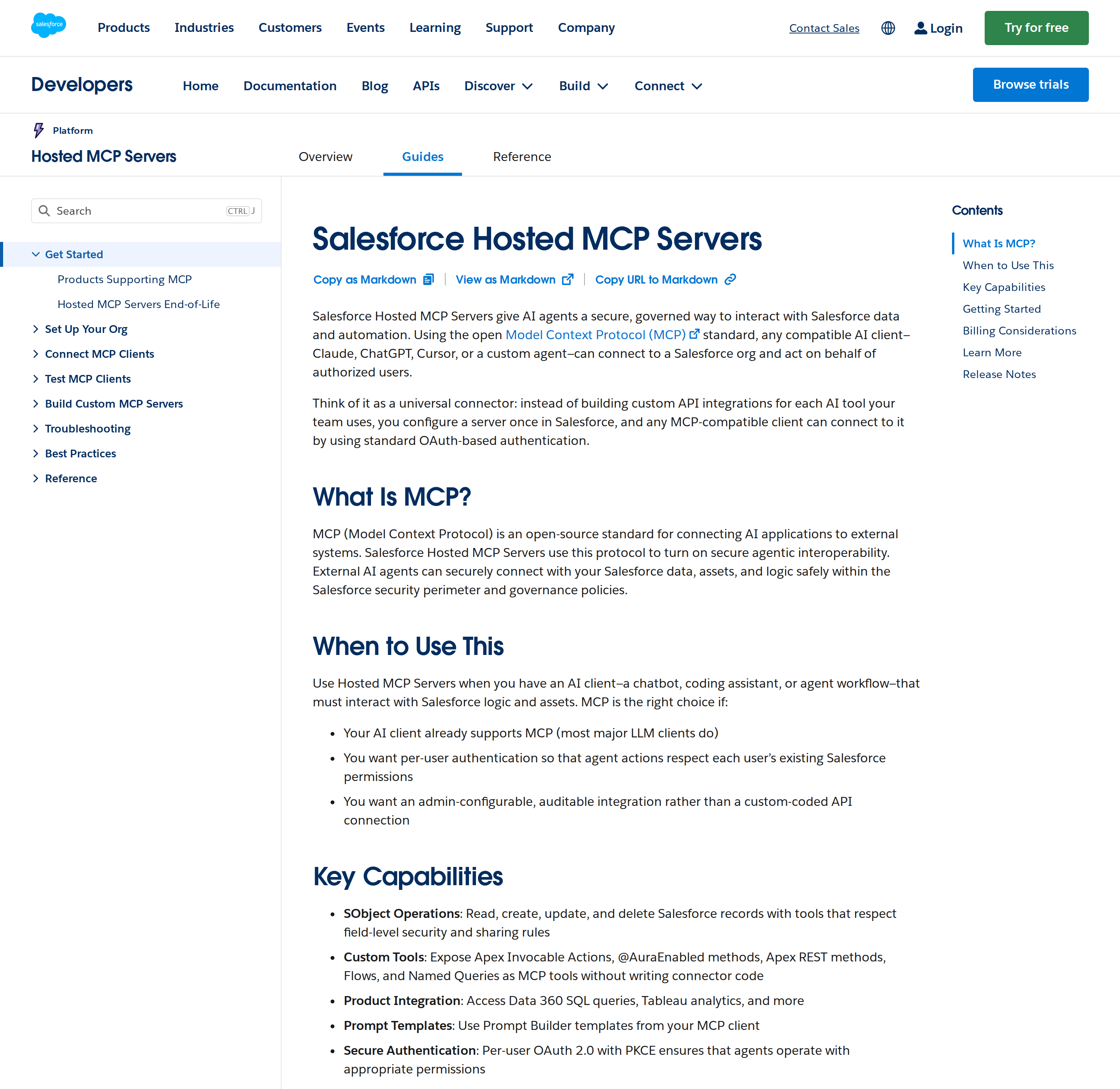 Salesforce Hosted MCP Servers overview