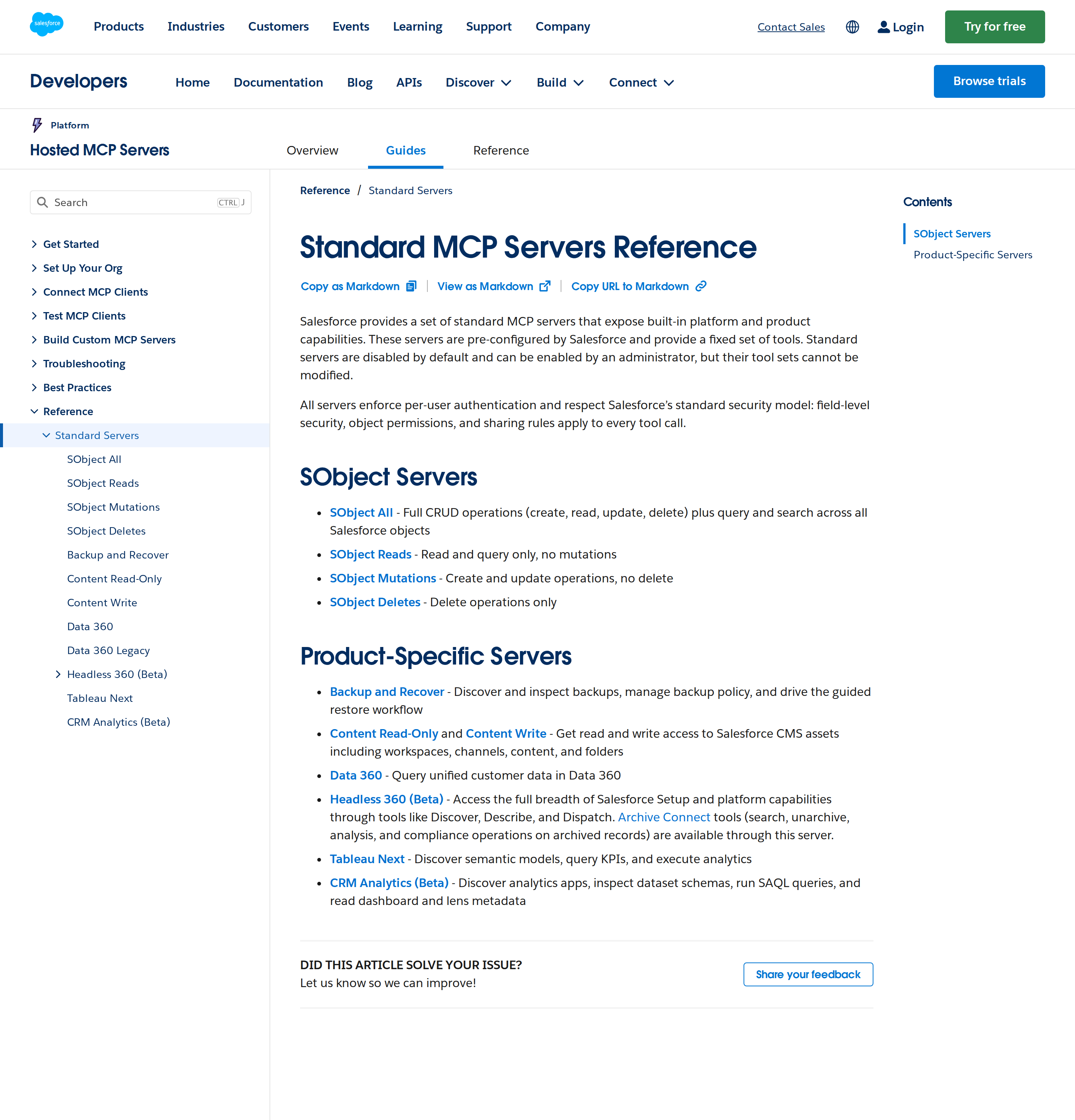 Standard MCP Servers reference
