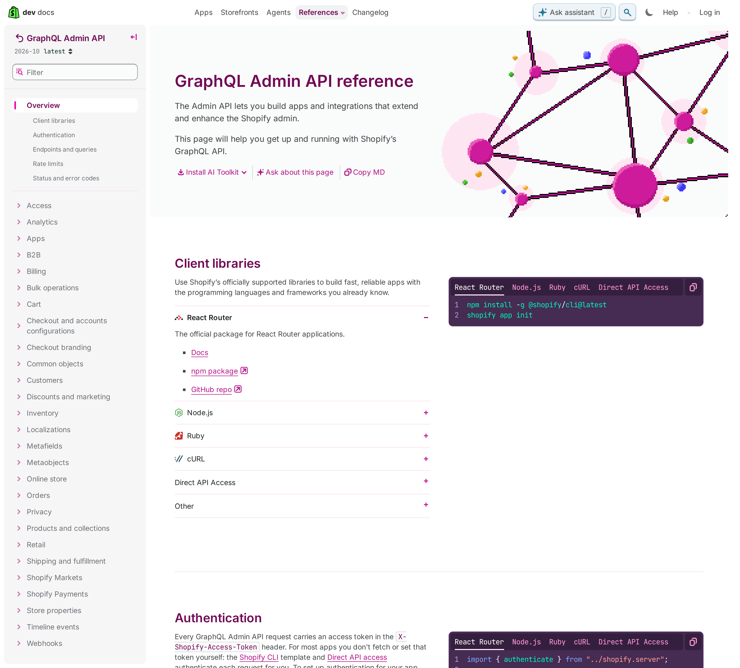 Shopify GraphQL Admin API reference