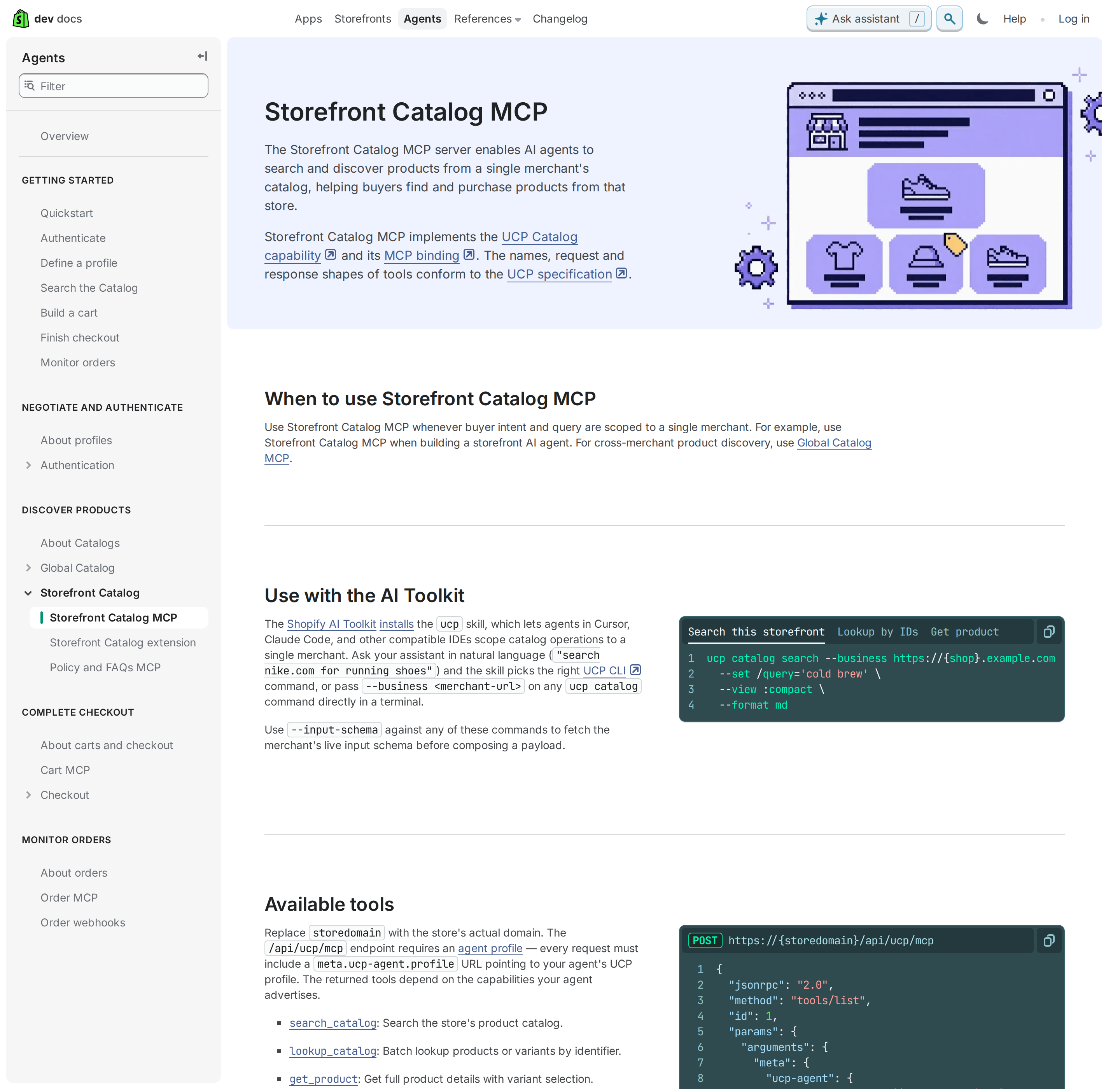Shopify Storefront Catalog MCP documentation
